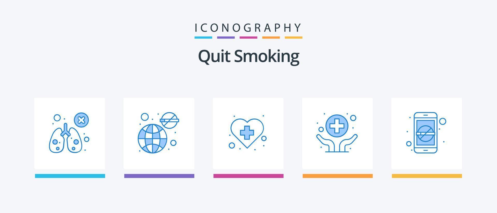 Quit Smoking Blue 5 Icon Pack Including medicine. hands. no. healthcare. health. Creative Icons Design vector