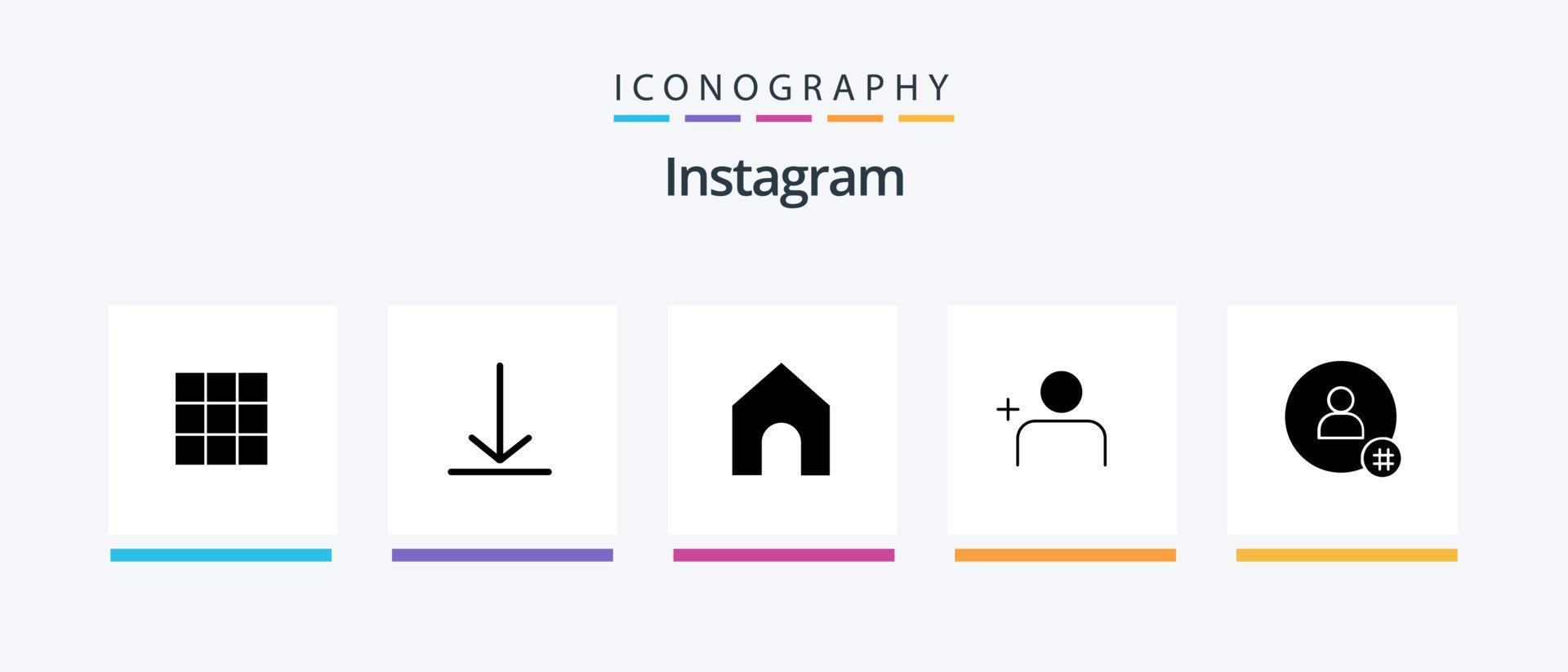 Instagram Glyph 5 Icon Pack Including contact. tweet. instagram. hash tag. sets. Creative Icons Design vector