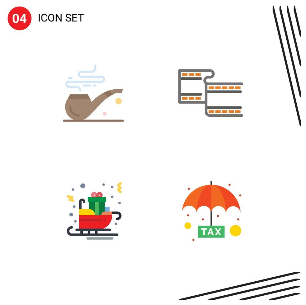 Universal Icon Symbols Group of 4 Modern Flat Icons of pipe sled filam carriage evasion Editable Vector Design Elements