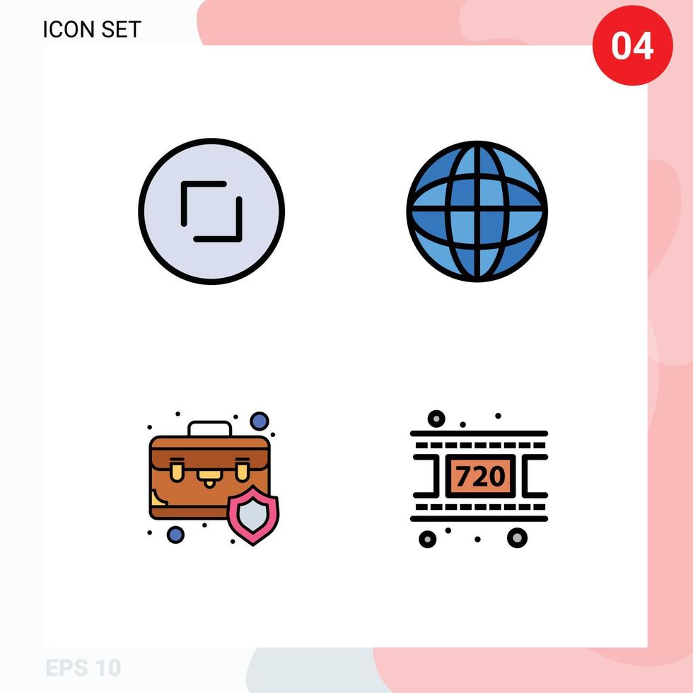 Set of 4 Modern UI Icons Symbols Signs for arrows briefcase zoom internet insurance Editable Vector Design Elements