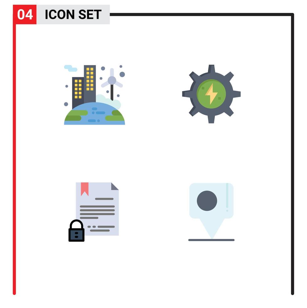 User Interface Pack of 4 Basic Flat Icons of energy contract wind solar document Editable Vector Design Elements