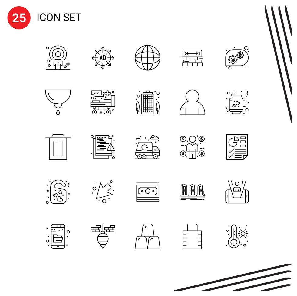 Universal Icon Symbols Group of 25 Modern Lines of water tool ad construction multimedia Editable Vector Design Elements