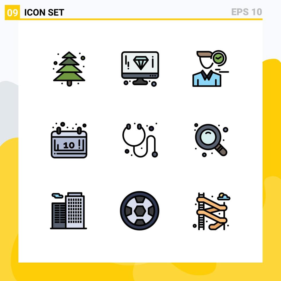 Set of 9 Modern UI Icons Symbols Signs for medical season clock october autumn Editable Vector Design Elements