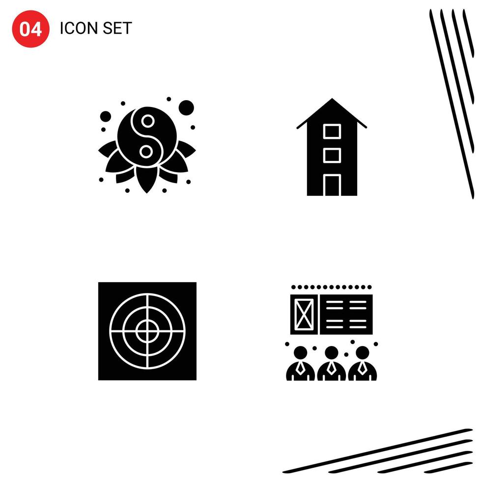 User Interface Pack of 4 Basic Solid Glyphs of chinese bathroom yin shop front fan Editable Vector Design Elements