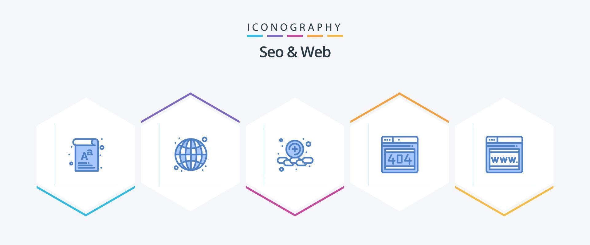 Seo and Web 25 Blue icon pack including webpage. seo. add. error. web vector