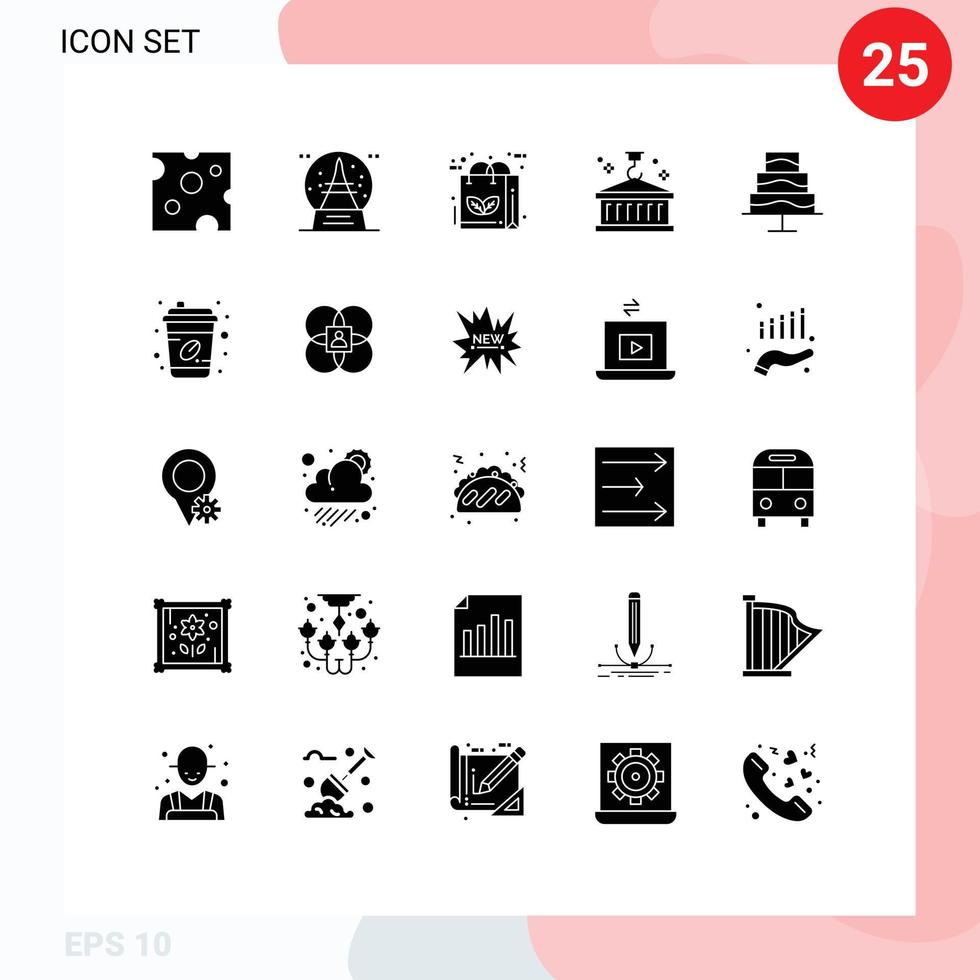 25 Solid Glyph concept for Websites Mobile and Apps transportation container bag business recycle Editable Vector Design Elements