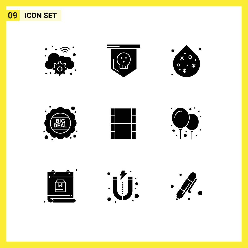 Group of 9 Solid Glyphs Signs and Symbols for filam video pollution sale discount Editable Vector Design Elements