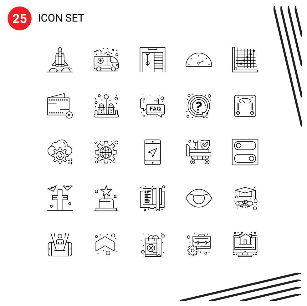 User Interface Pack of 25 Basic Lines of form correction competition color speed Editable Vector Design Elements