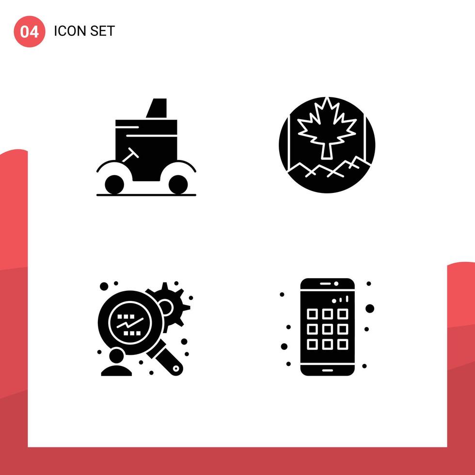 4 Creative Icons Modern Signs and Symbols of cart finance analysis golf cart leaf device Editable Vector Design Elements