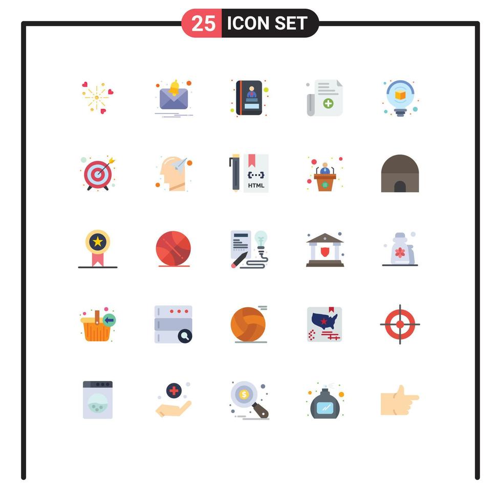 Stock Vector Icon Pack of 25 Line Signs and Symbols for goal idea book design register Editable Vector Design Elements