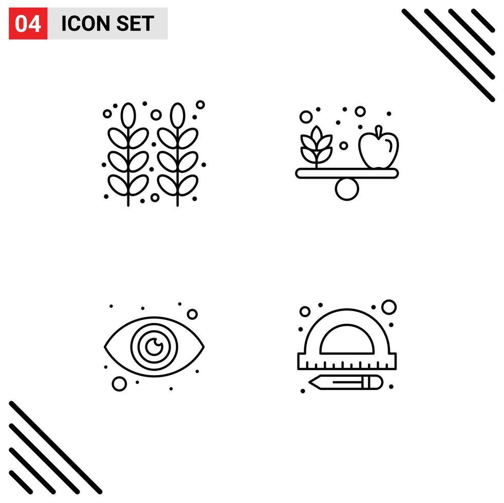 User Interface Pack of 4 Basic Filledline Flat Colors of autumn eye thanksgiving diet view Editable Vector Design Elements