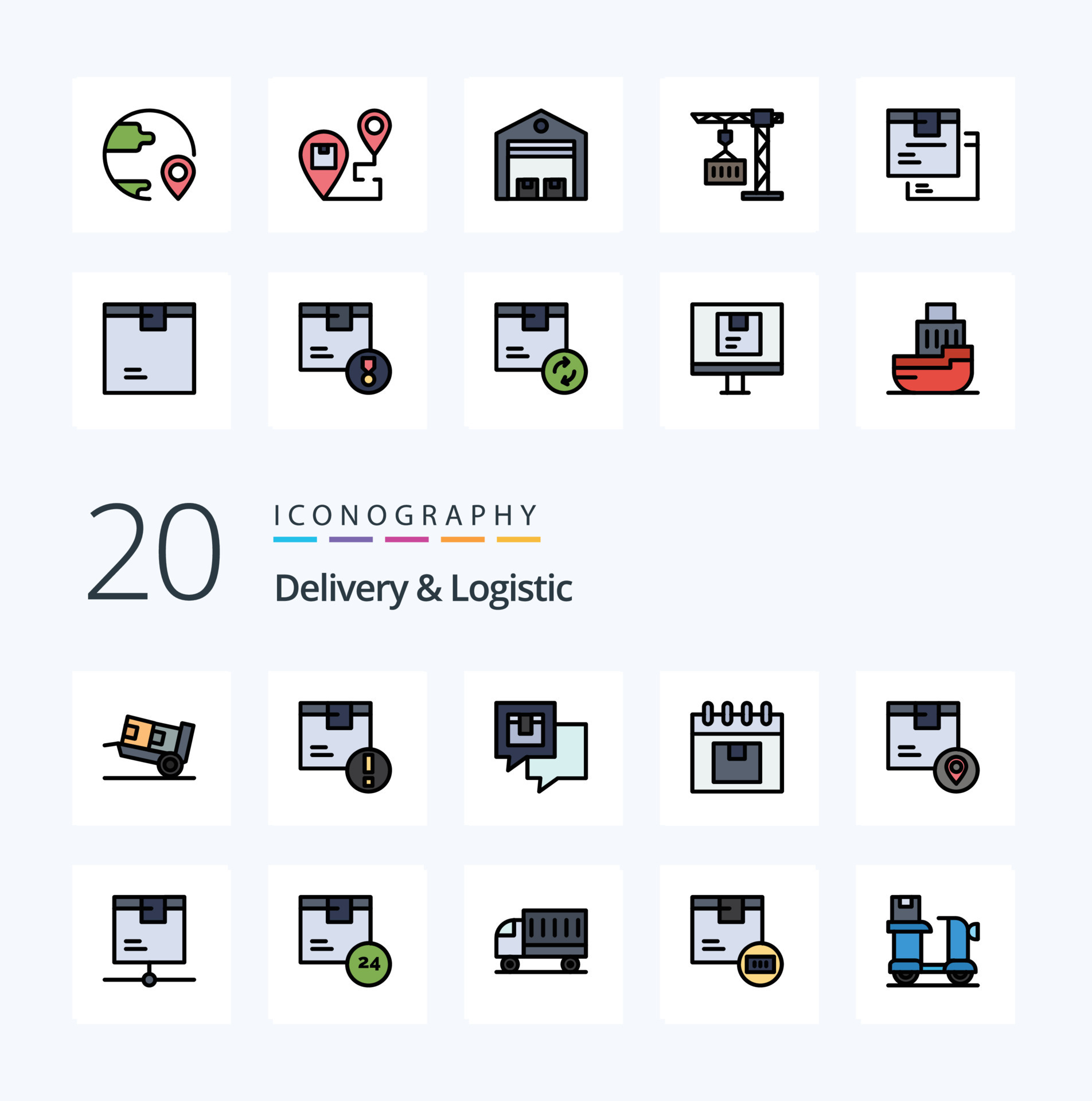 20 Delivery And Logistic Line Filled Color Icon Pack Like Management 20-delivery-and-logistic-line-filled-color-icon-pack-like-management