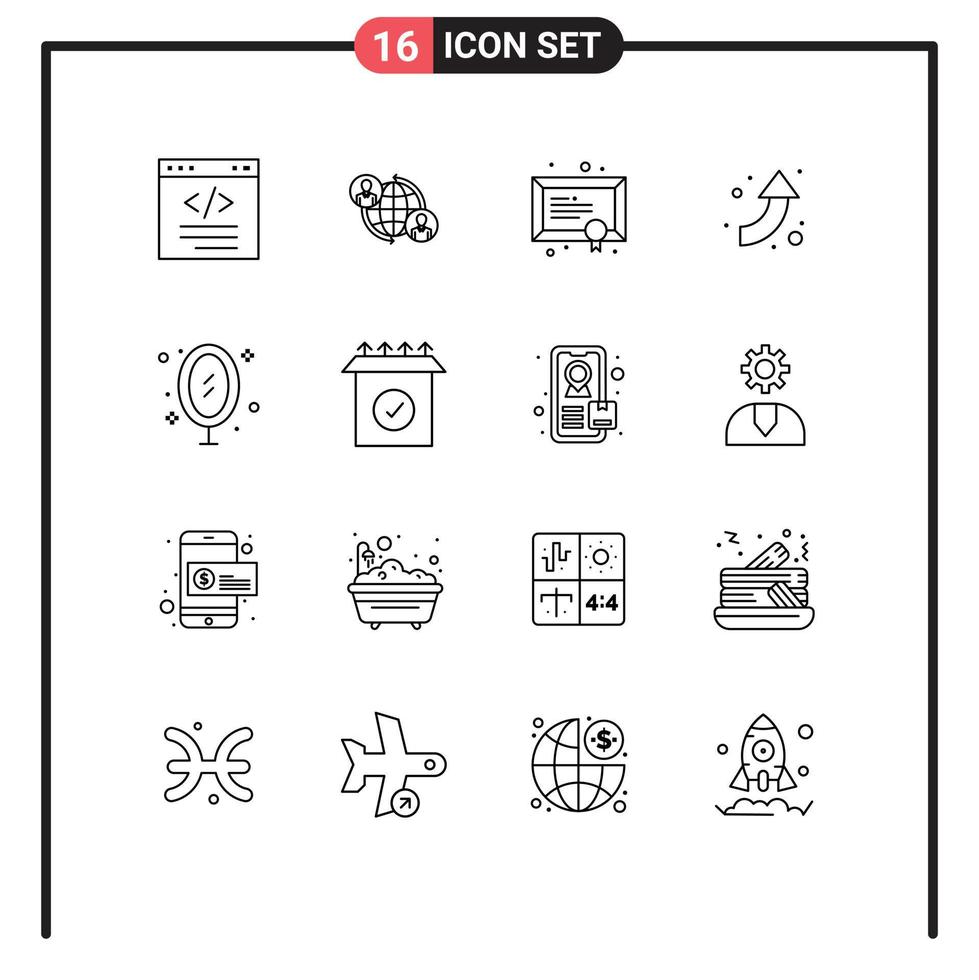 Set of 16 Commercial Outlines pack for furniture arrows internet arrow school Editable Vector Design Elements