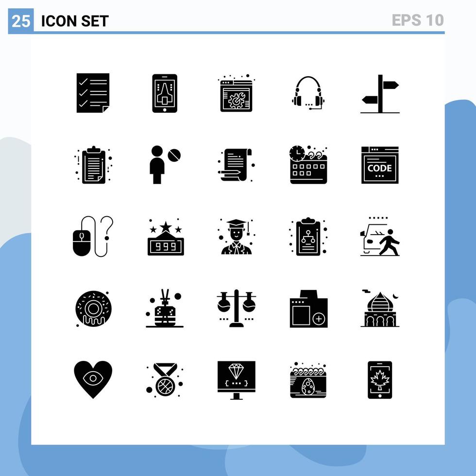 Set of 25 Modern UI Icons Symbols Signs for headset communication smartphone call webpage Editable Vector Design Elements