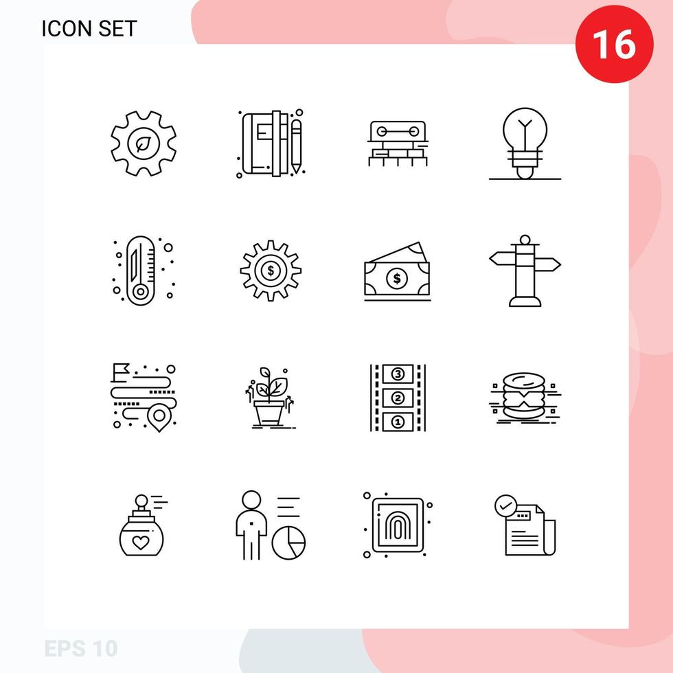 Set of 16 Vector Outlines on Grid for wreath creative news achievement scale Editable Vector Design Elements