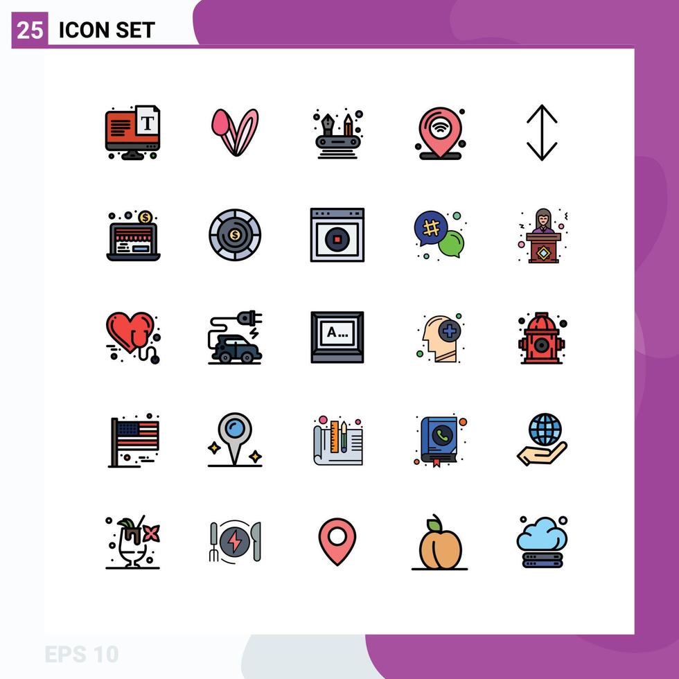 Stock Vector Icon Pack of 25 Line Signs and Symbols for down wifi abilities iot internet Editable Vector Design Elements