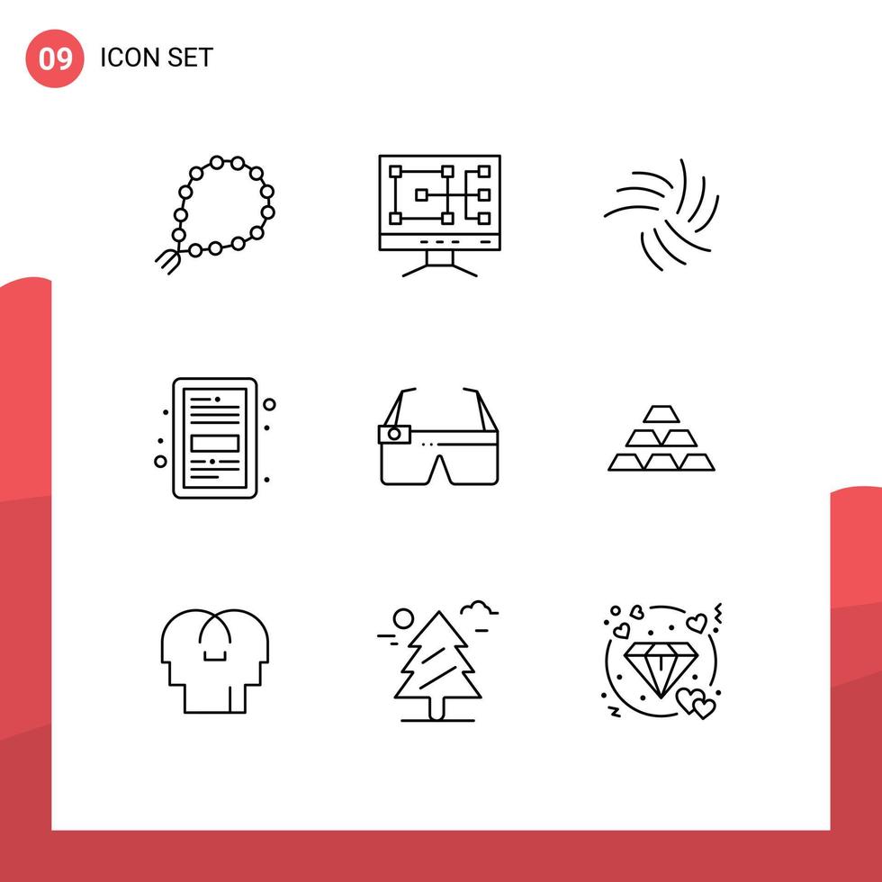 Editable Vector Line Pack of 9 Simple Outlines of device file iota education book Editable Vector Design Elements