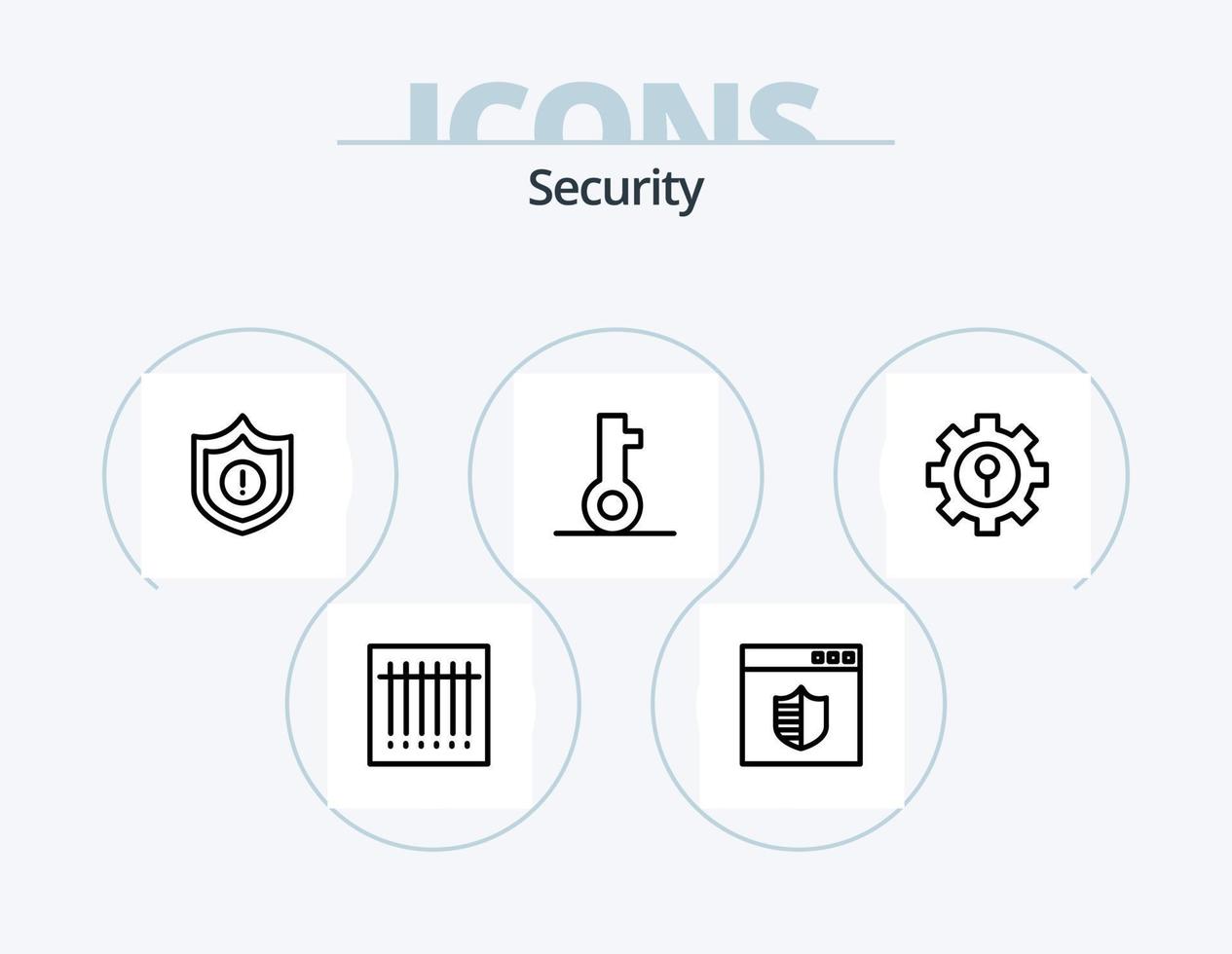 Security Line Icon Pack 5 Icon Design. network. files. video. database. password vector