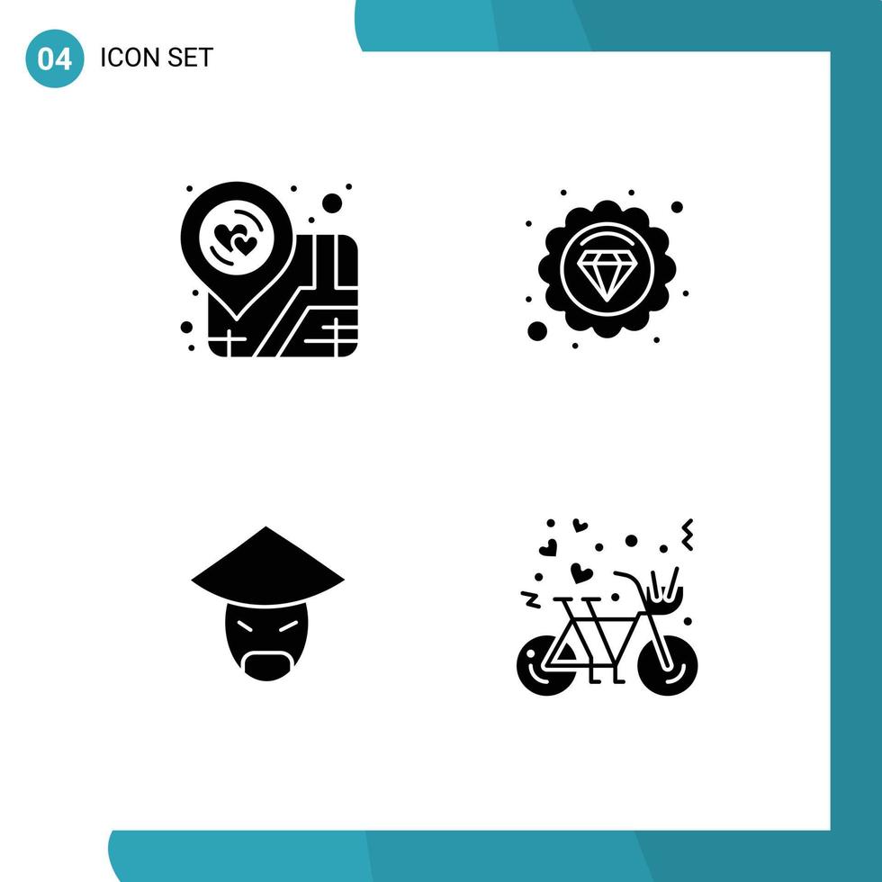 Universal Solid Glyph Signs Symbols of location monk map marketing seo bicycle Editable Vector Design Elements