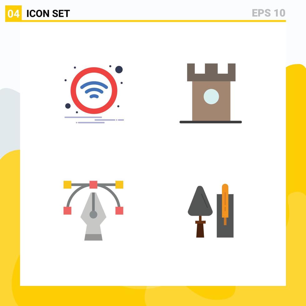 Flat Icon Pack of 4 Universal Symbols of technology design sign dessert tool Editable Vector Design Elements