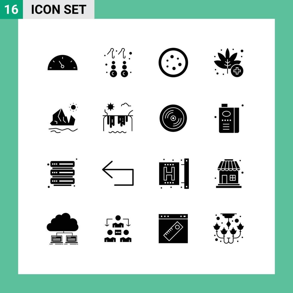 conjunto de dieciséis moderno ui íconos símbolos señales para ambiente hierba química medicina hoja editable vector diseño elementos