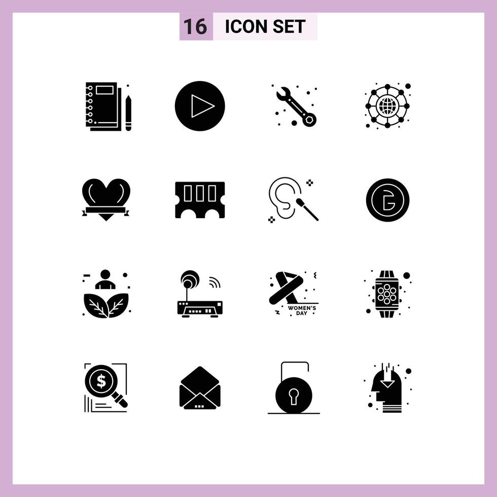16 Creative Icons Modern Signs and Symbols of memory romantic service love network Editable Vector Design Elements
