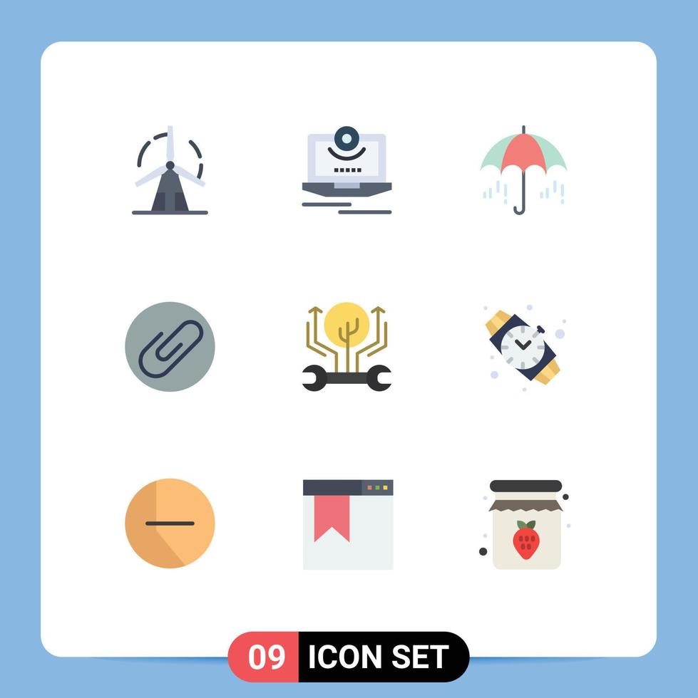 Stock Vector Icon Pack of 9 Line Signs and Symbols for development attachment monitor attach weather Editable Vector Design Elements