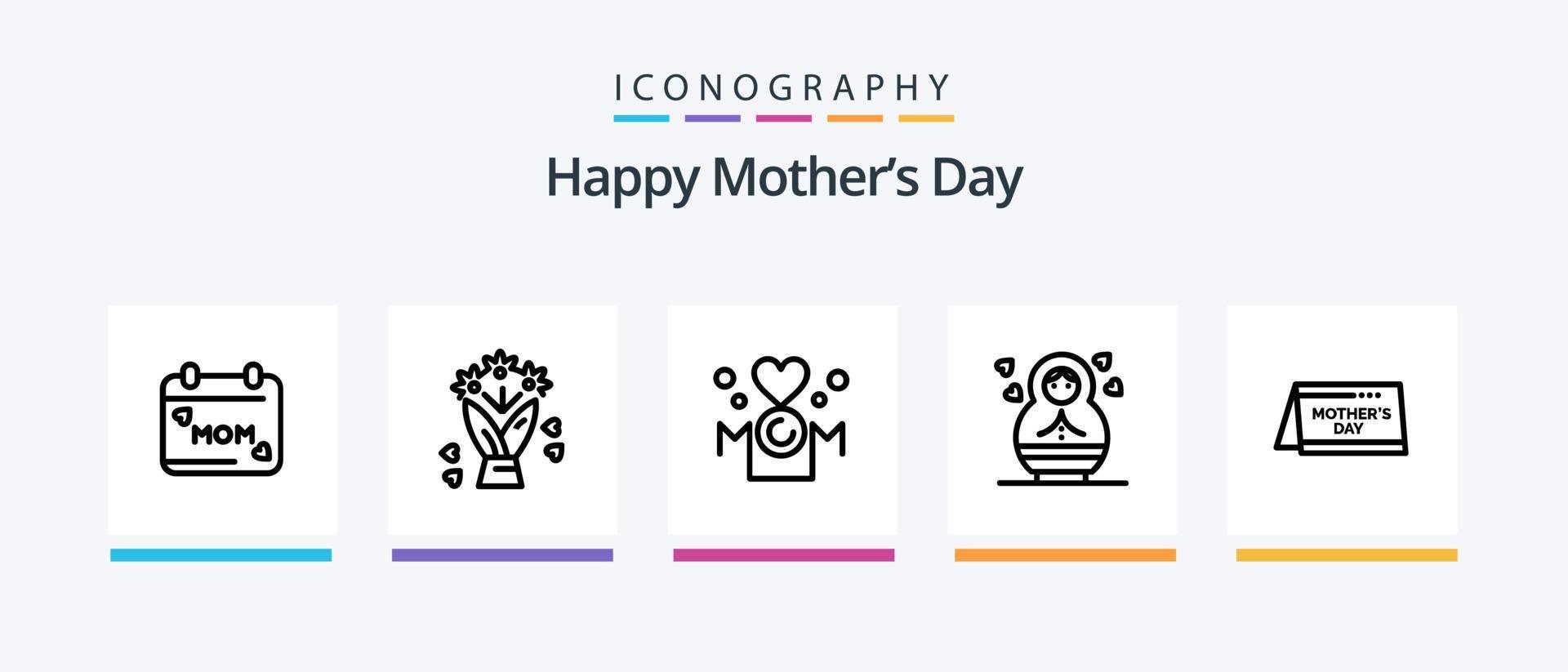 Happy Mothers Day Line 5 Icon Pack Including . child. date. Creative Icons Design vector