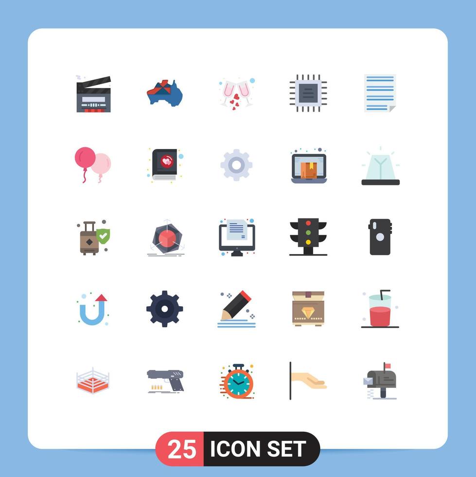 25 creativo íconos moderno señales y símbolos de documento UPC bandera chipset fiesta editable vector diseño elementos