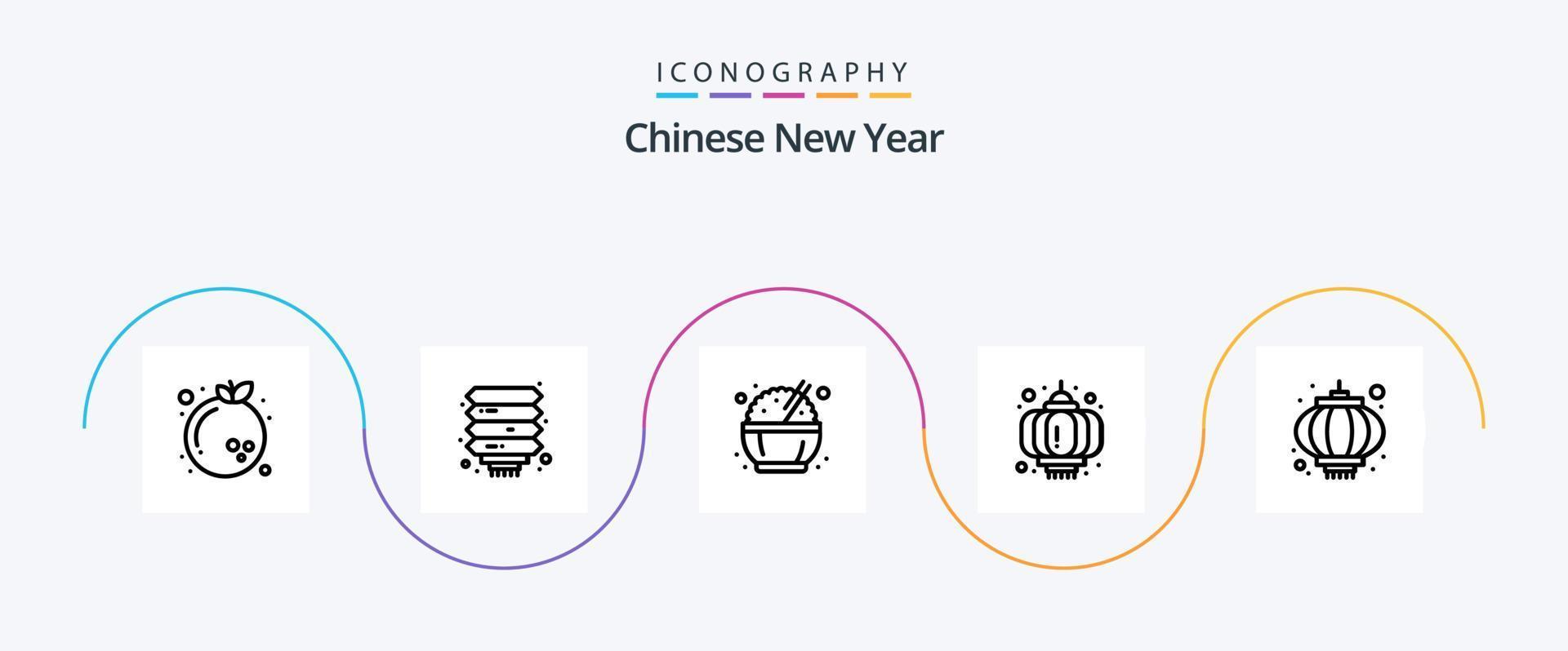 Chinese New Year Line 5 Icon Pack Including lamp. chinese. chinese. celebration. lantern vector