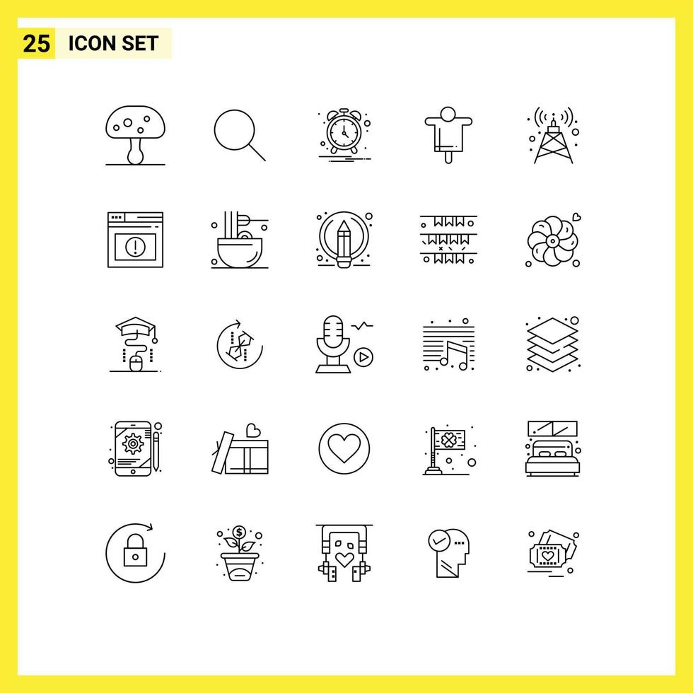 Modern Set of 25 Lines and symbols such as tower antenna alarm scarecrow farm Editable Vector Design Elements