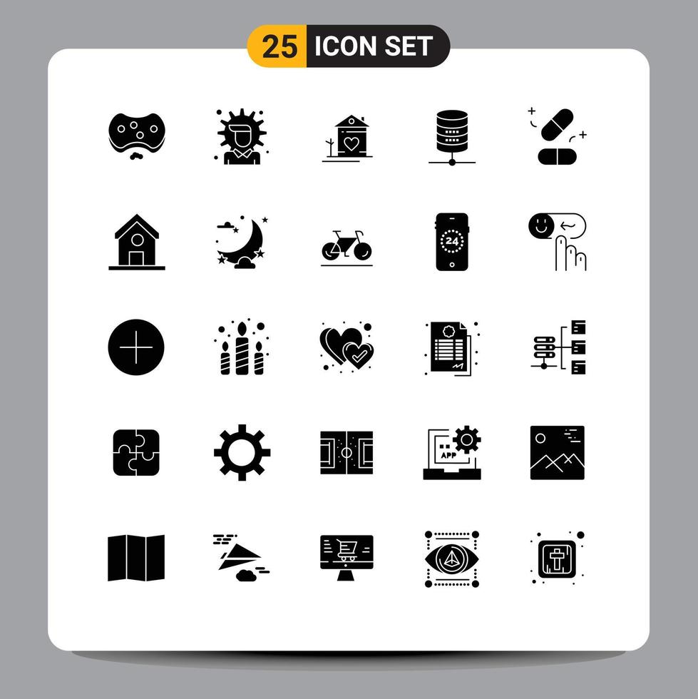 25 Solid Glyph concept for Websites Mobile and Apps computing server solution doller couple Editable Vector Design Elements