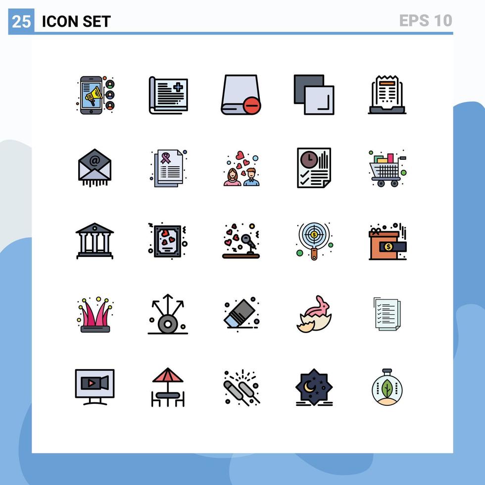 25 universal lleno línea plano colores conjunto para web y móvil aplicaciones negocio duplicar médico Copiar artilugio editable vector diseño elementos