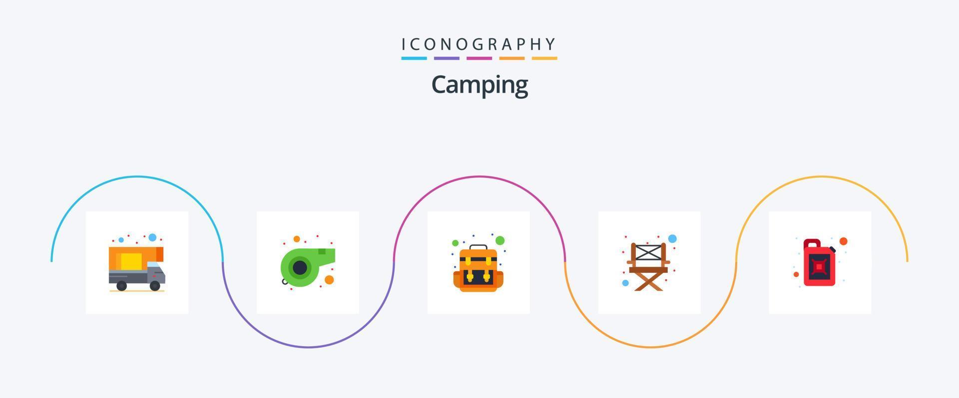 Camping Flat 5 Icon Pack Including . traveling. oil. canister vector