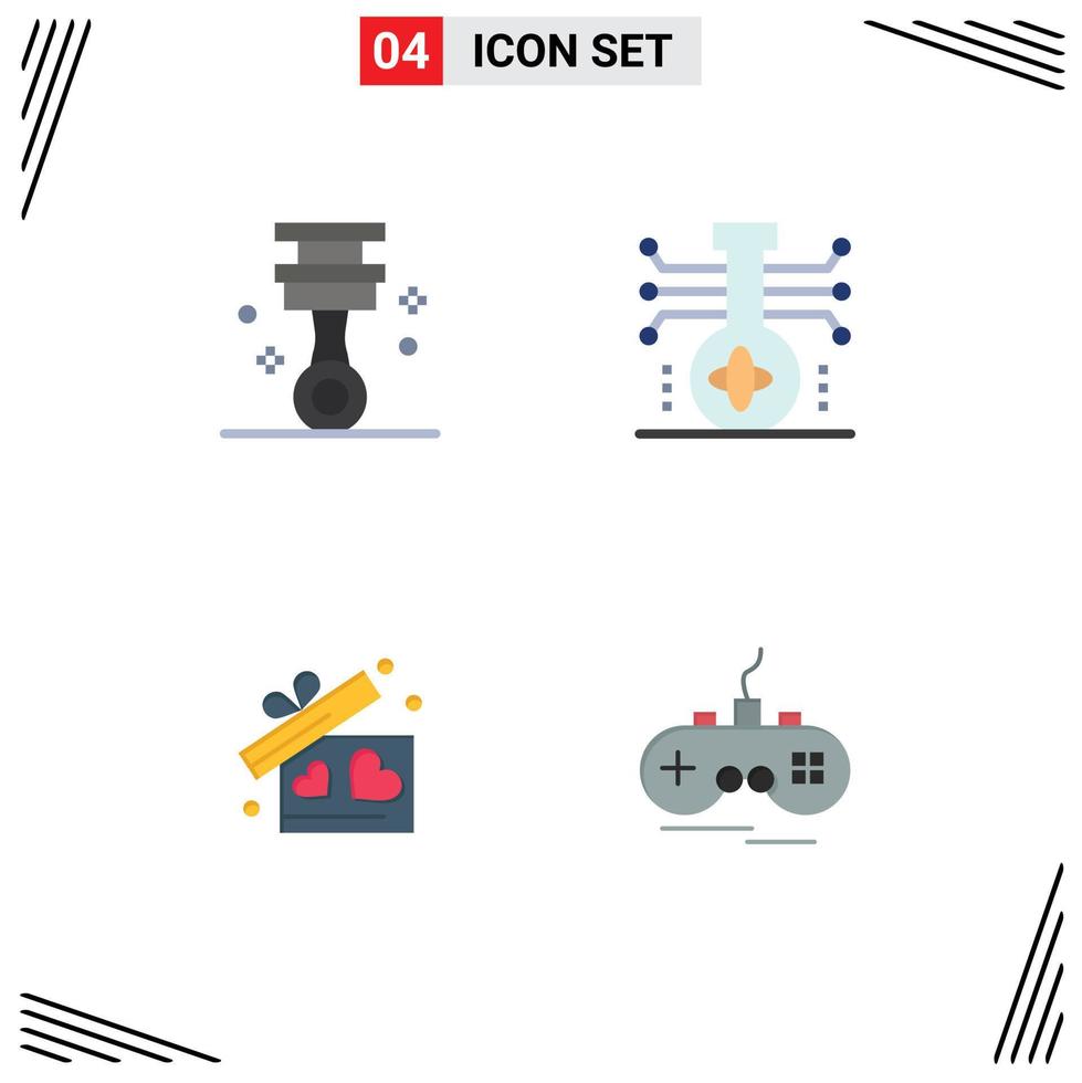 Stock Vector Icon Pack of 4 Line Signs and Symbols for car gift tools molecule heart Editable Vector Design Elements