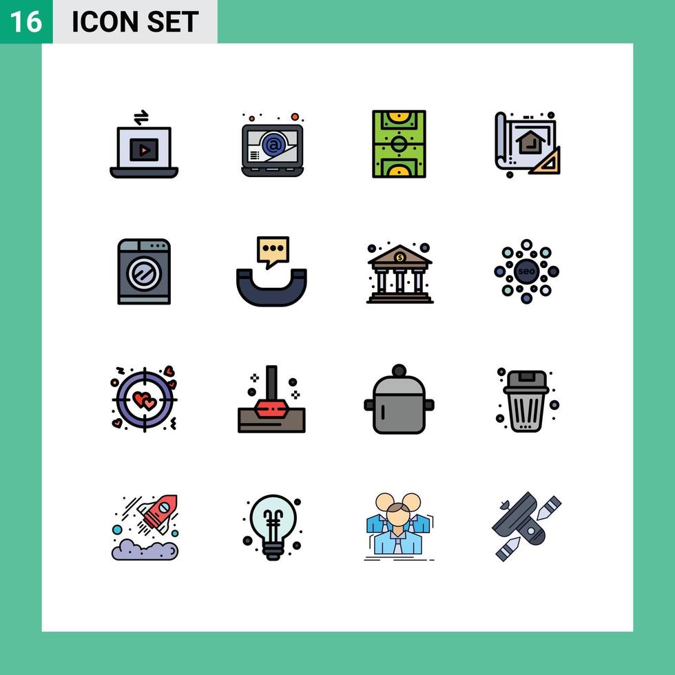 Set of 16 Modern UI Icons Symbols Signs for technology print game planning blue Editable Creative Vector Design Elements