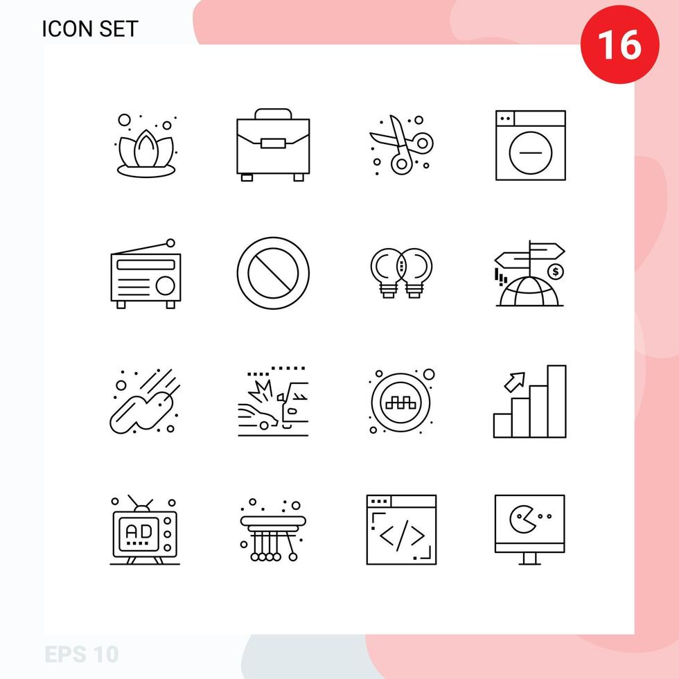 16 Outline concept for Websites Mobile and Apps fm minimize cut less web Editable Vector Design Elements