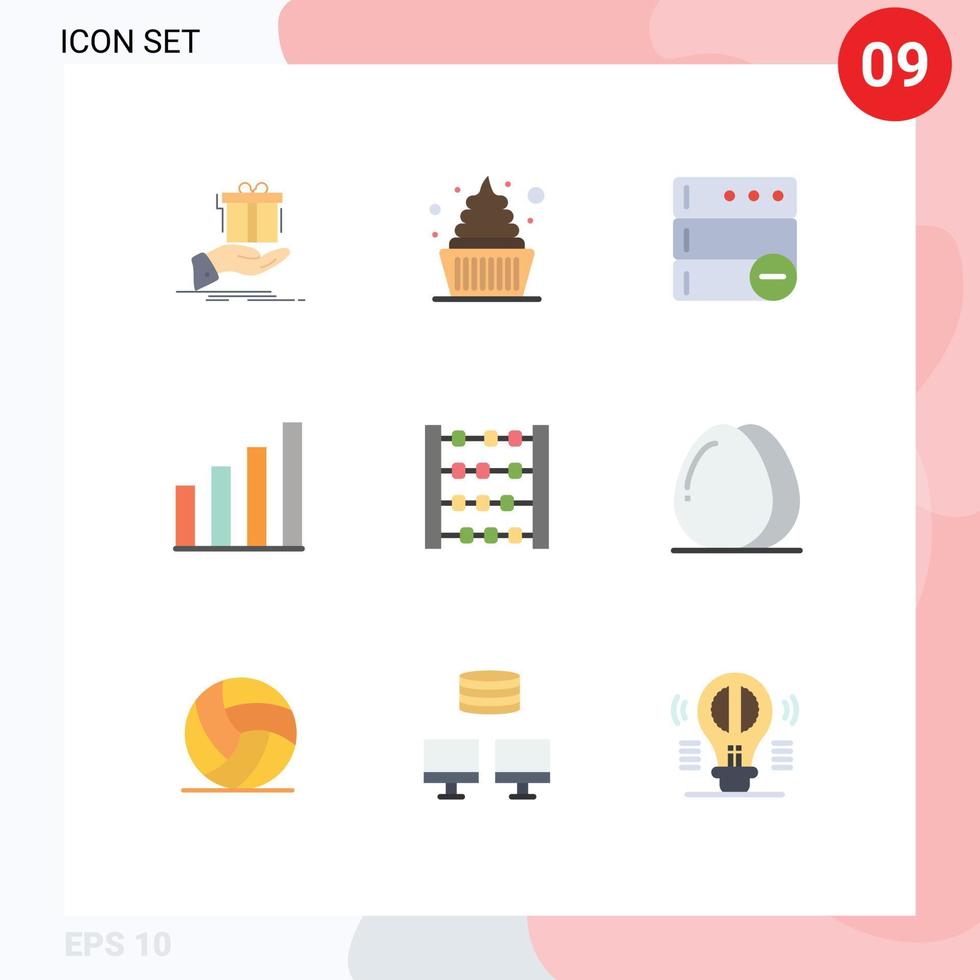 Pictogram Set of 9 Simple Flat Colors of counter user sweets signal analytic Editable Vector Design Elements