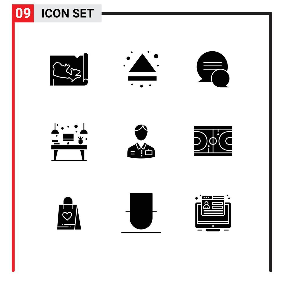 Set of 9 Modern UI Icons Symbols Signs for doorman bellboy conversation monitor workplace Editable Vector Design Elements
