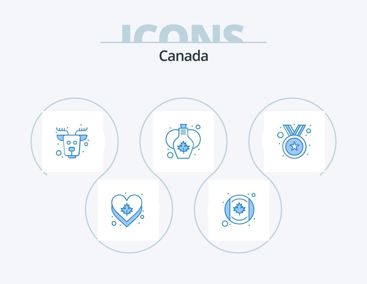 Canada Blue Icon Pack 5 Icon Design. reward. badge. canada. leaf. vase vector