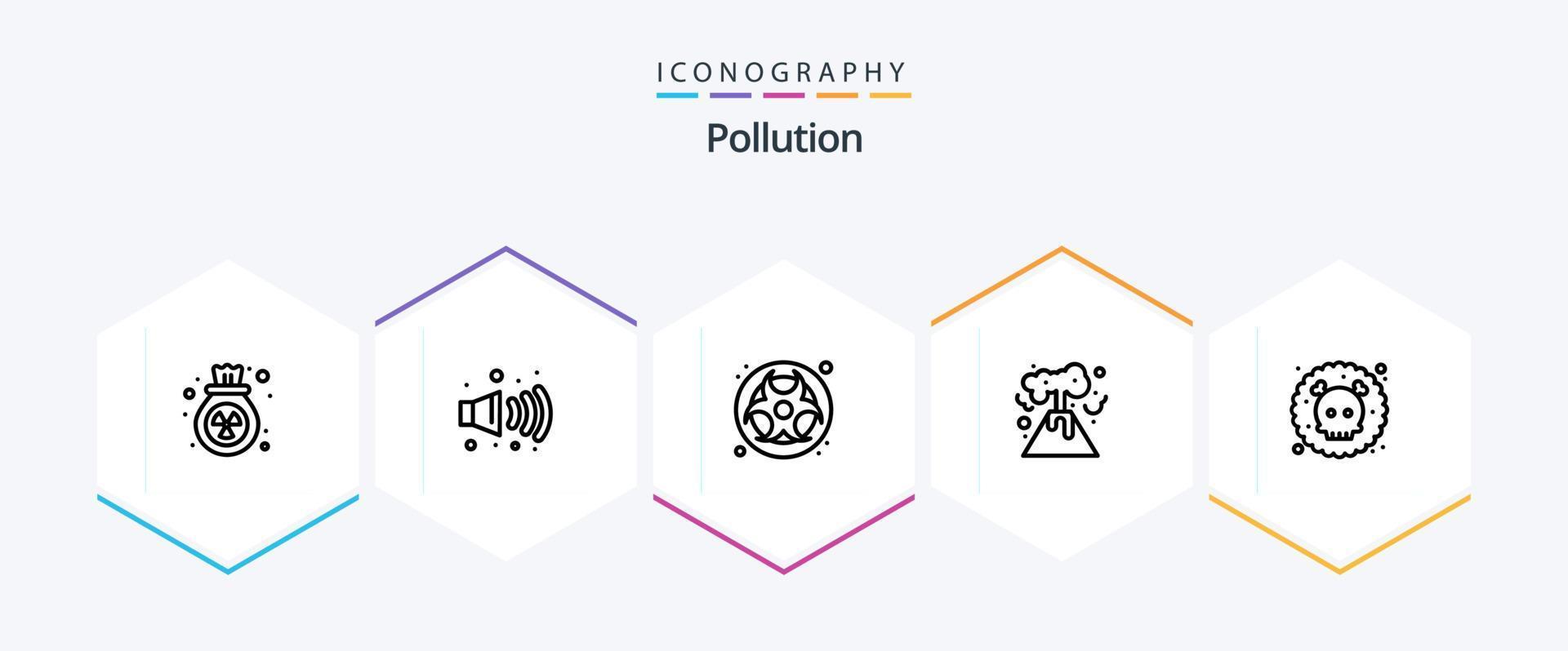 Pollution 25 Line icon pack including waste. poisonous. hazard. gas. nuclear vector