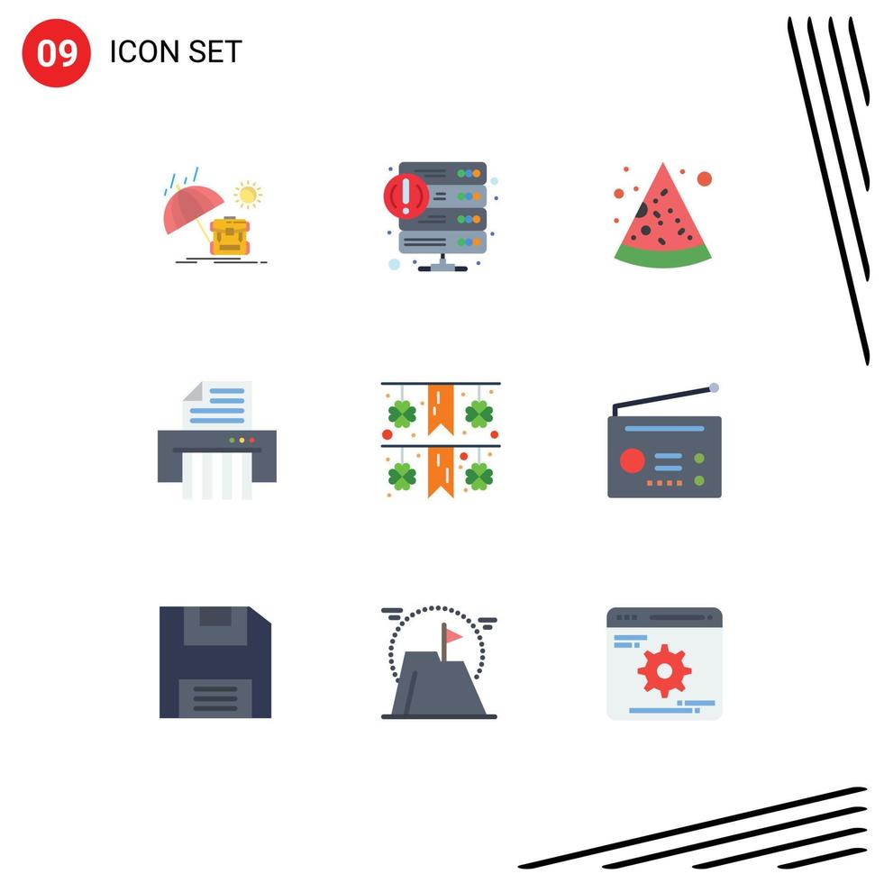 pictograma conjunto de 9 9 sencillo plano colores de papel festival web desfibradora dispositivo editable vector diseño elementos