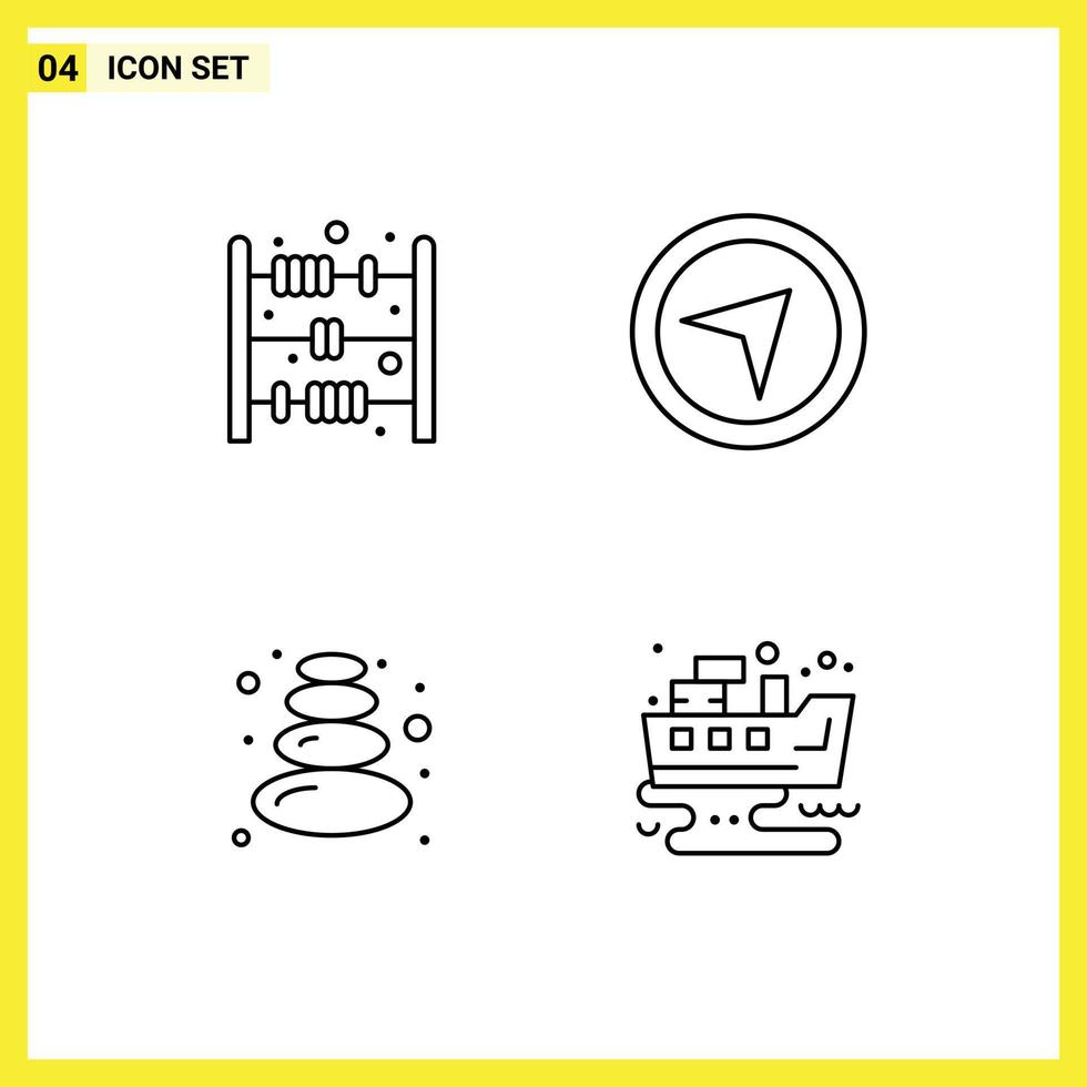 Modern Set of 4 Filledline Flat Colors Pictograph of abacus toy leaked direction sauna pollution Editable Vector Design Elements