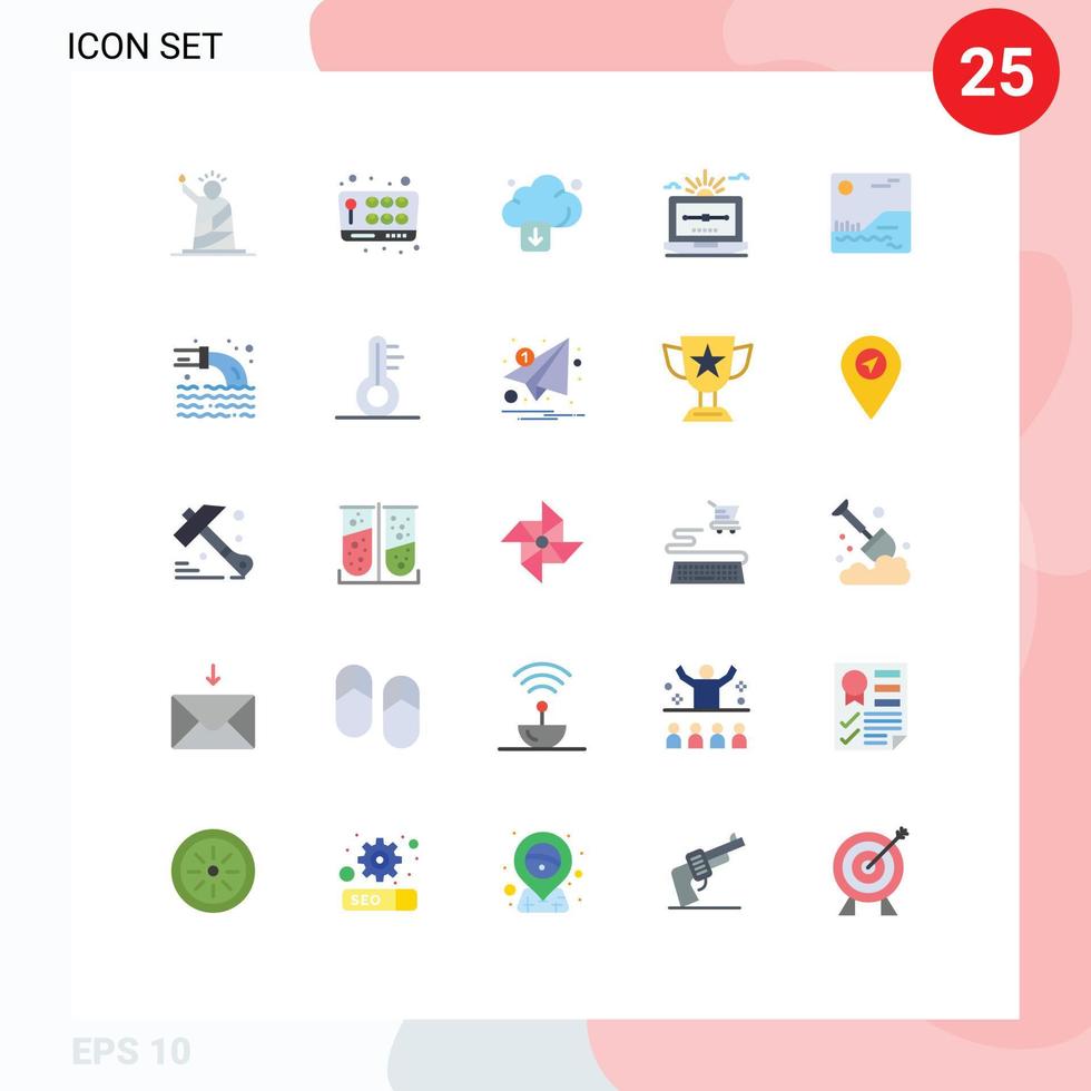 Mobile Interface Flat Color Set of 25 Pictograms of draw vector fun file technology Editable Vector Design Elements