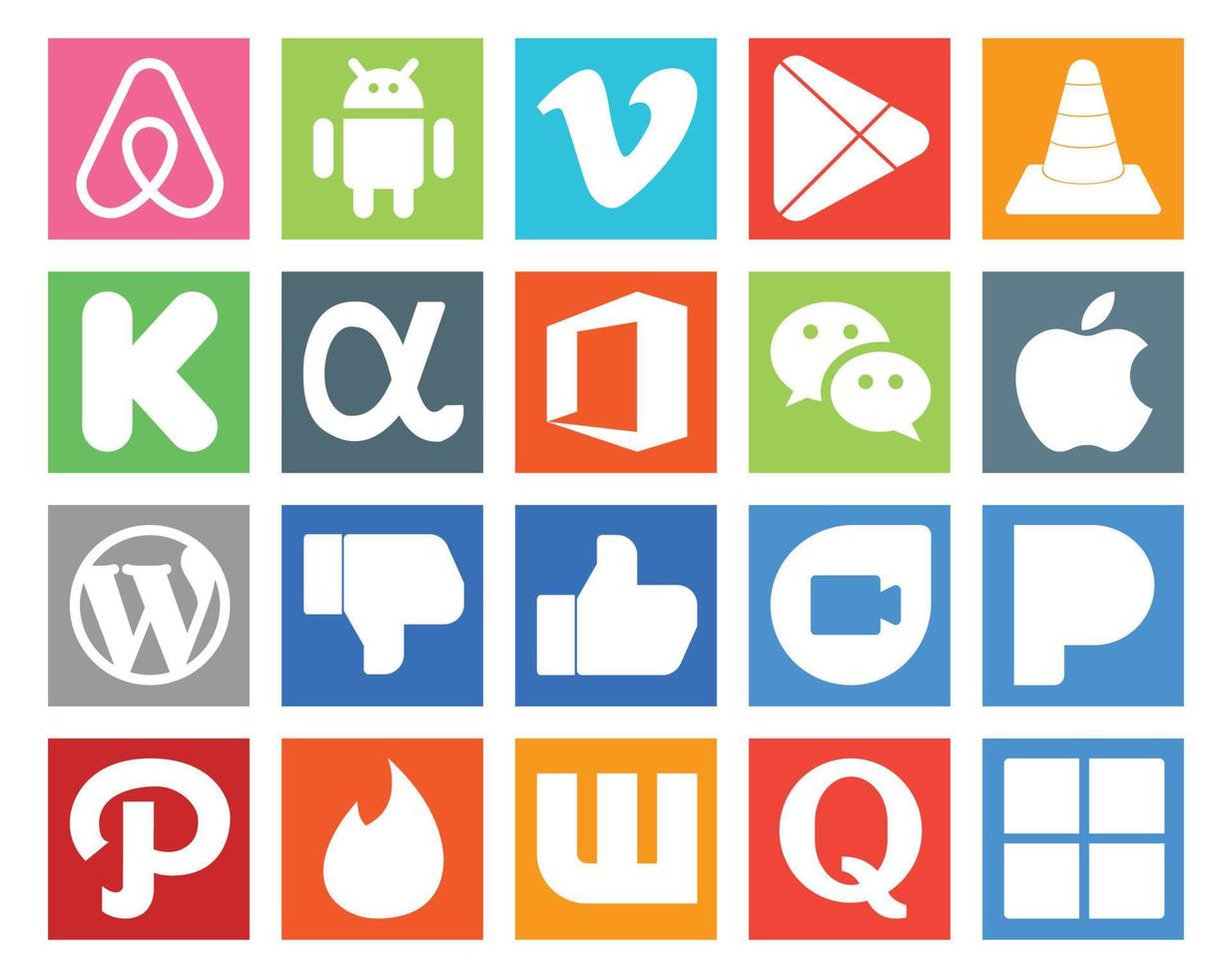 20 social medios de comunicación icono paquete incluso disgusto wordpress jugador manzana wechat vector