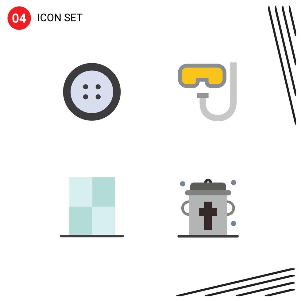 4 Universal Flat Icons Set for Web and Mobile Applications button room goggles furniture blood Editable Vector Design Elements