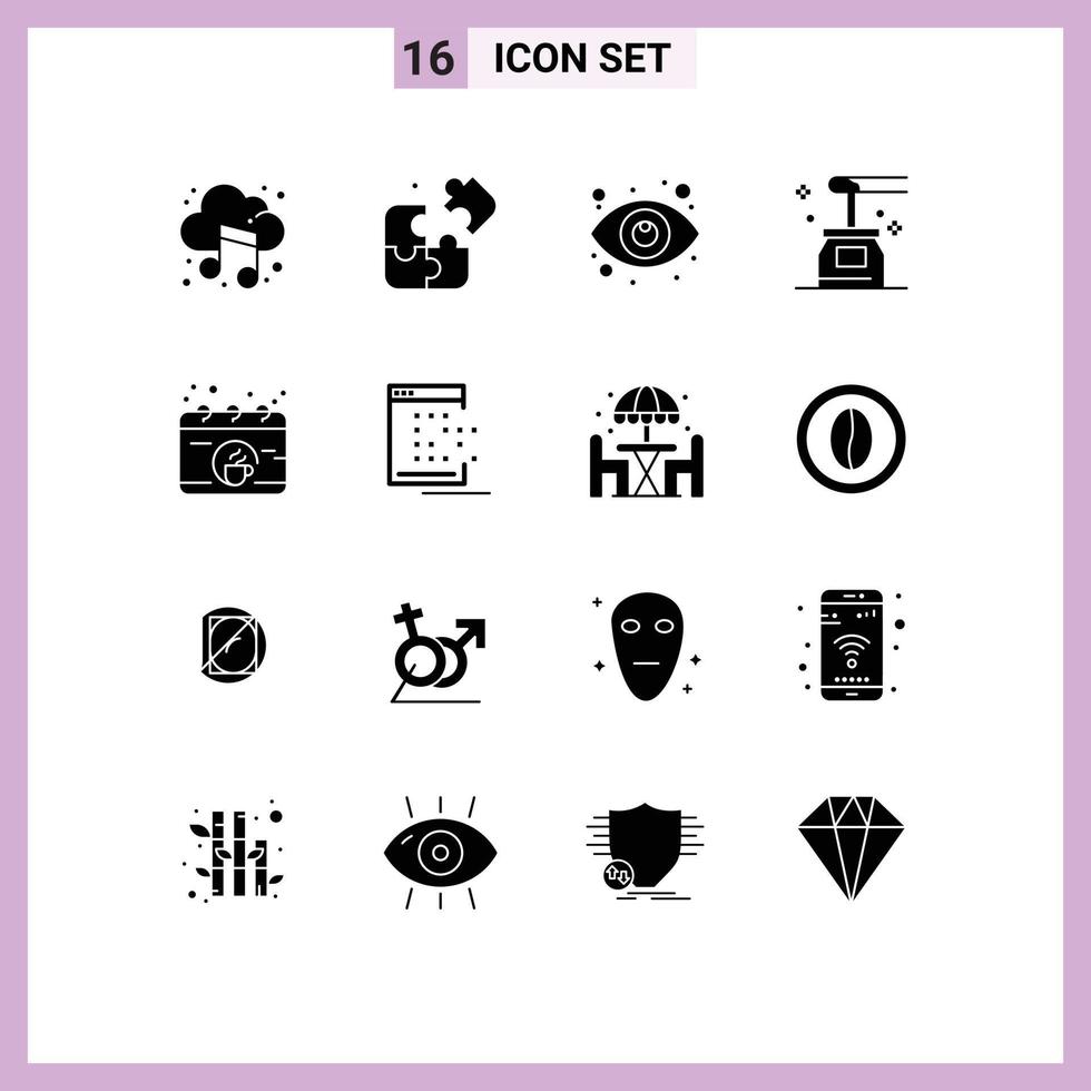 Set of 16 Modern UI Icons Symbols Signs for break yoga search spa honey Editable Vector Design Elements
