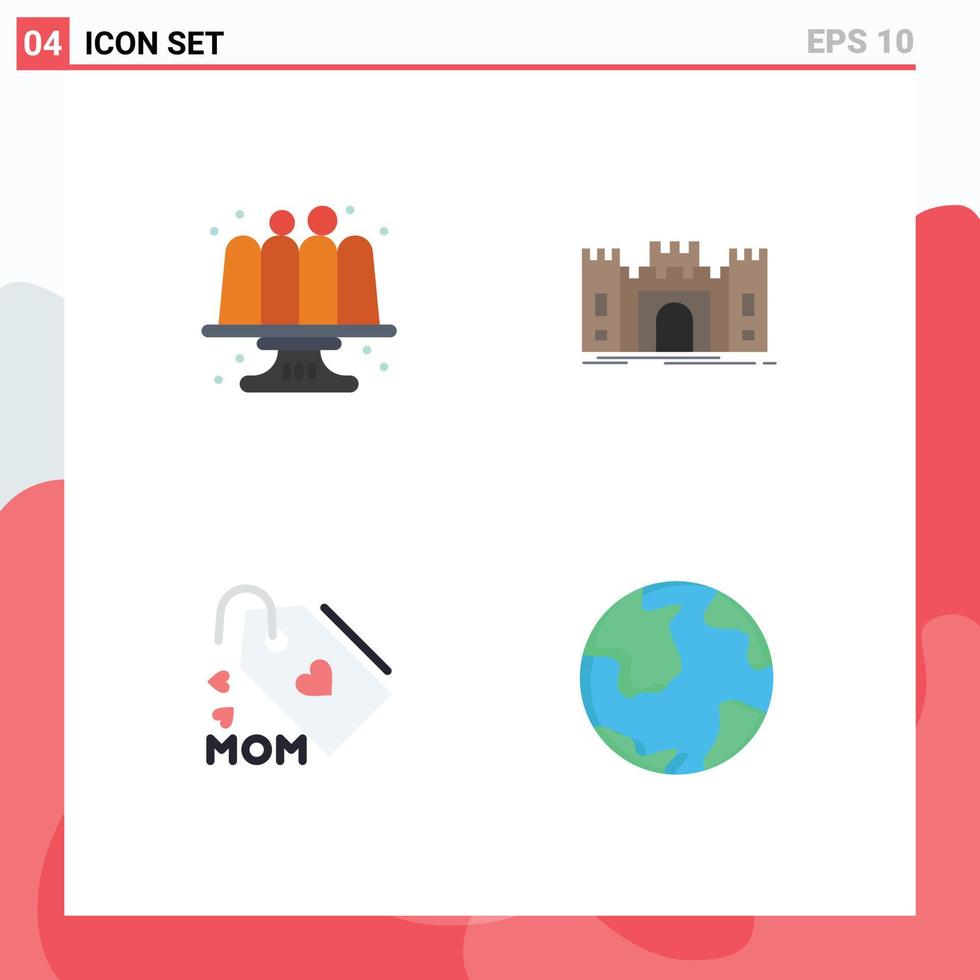 Flat Icon Pack of 4 Universal Symbols of baked tag cakes fort mom Editable Vector Design Elements