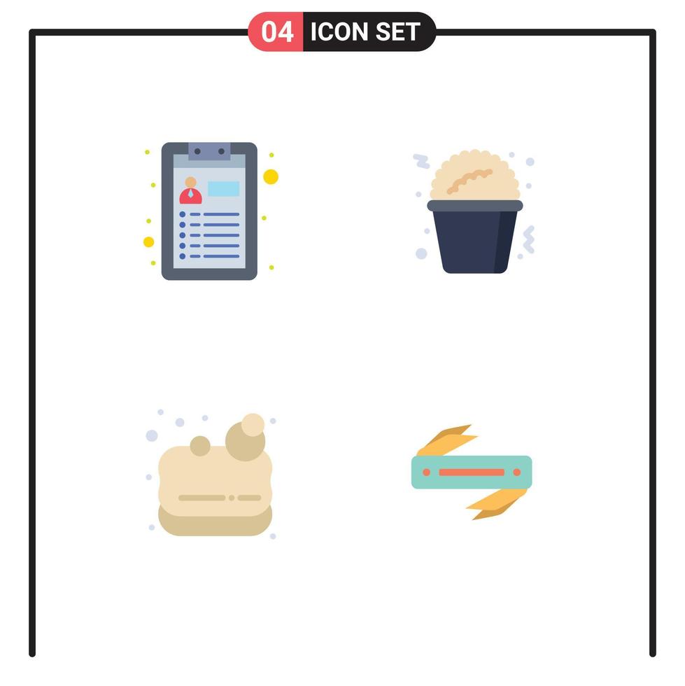 4 Thematic Vector Flat Icons and Editable Symbols of cv knife popcorn soap sharp Editable Vector Design Elements