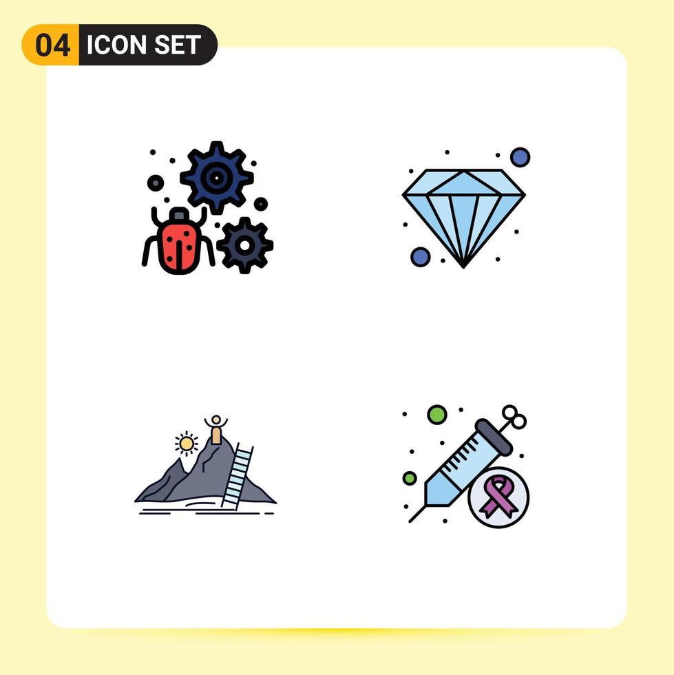 Set of 4 Modern UI Icons Symbols Signs for configure personal setting premium leader Editable Vector Design Elements